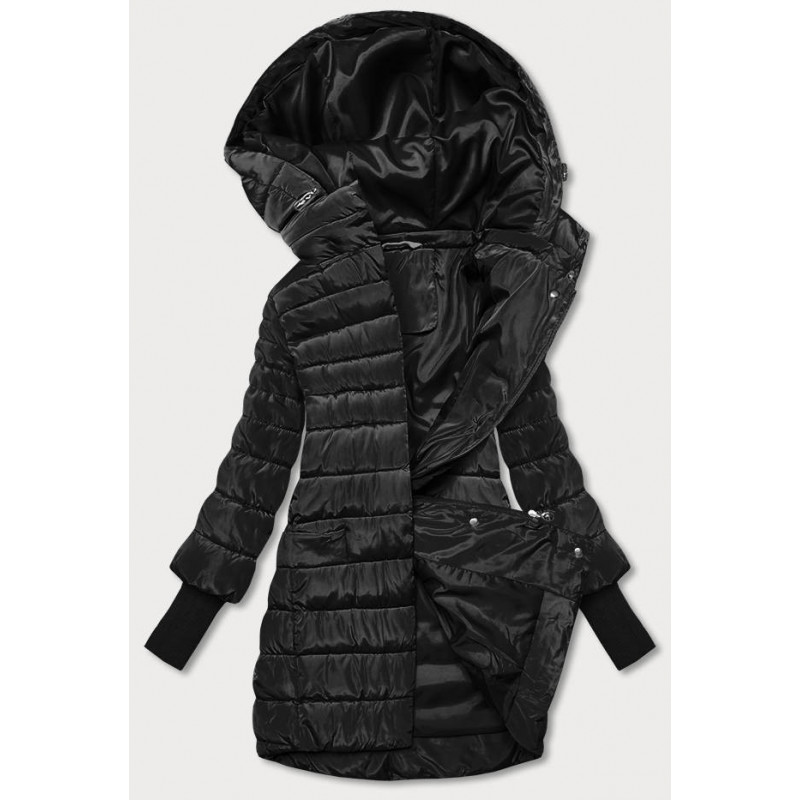 LONG JACKET WITH HOOD BLACK (PM7231) striukė