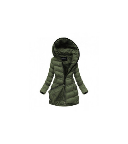 QUILTED HOODED JACKET KHAKI (W749-1) striukė