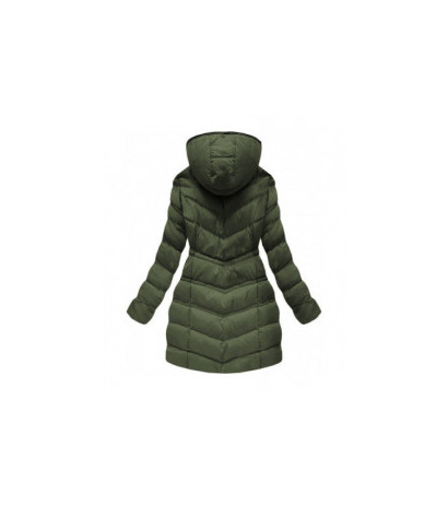 QUILTED HOODED JACKET KHAKI (W749-1) striukė