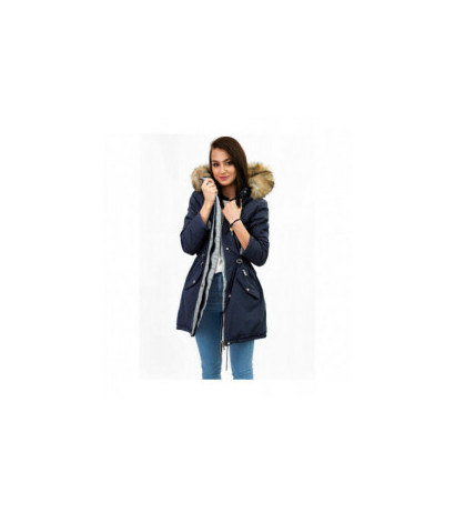 REVERSIBLE HOODED JACKET NAVY BLUE-GREY (W210) striukė
