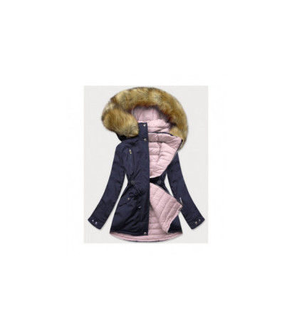 REVERSIBLE HOODED JACKET NAVY BLUE-PINK (W213) striukė