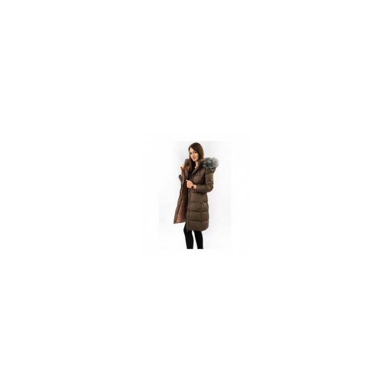 LONG QUILTED JACKET BROWN (7701) striukė