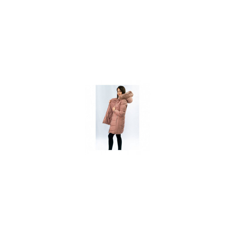 LONG QUILTED JACKET VINTAGE PINK (7689) striukė