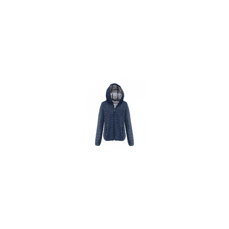 QUILTED HOODED JACKET NAVY BLUE (B1078-30) striukė