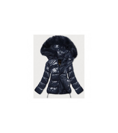 GLOSSY QUILTED NAVY JACKET (7693) striukė