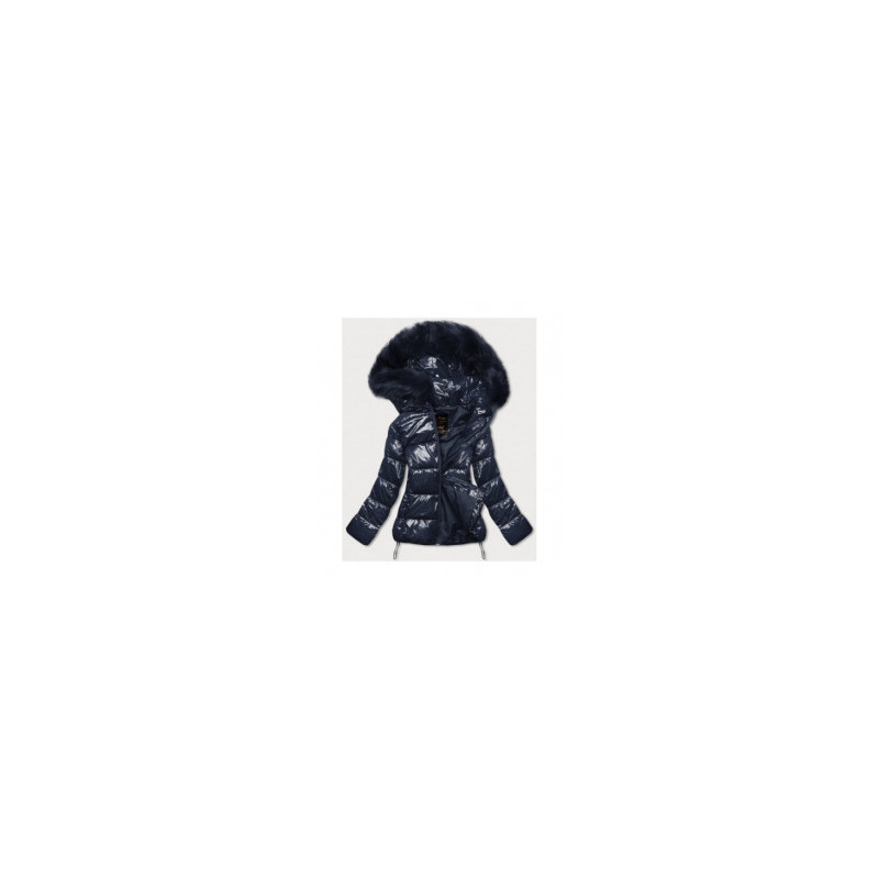 GLOSSY QUILTED NAVY JACKET (7693) striukė
