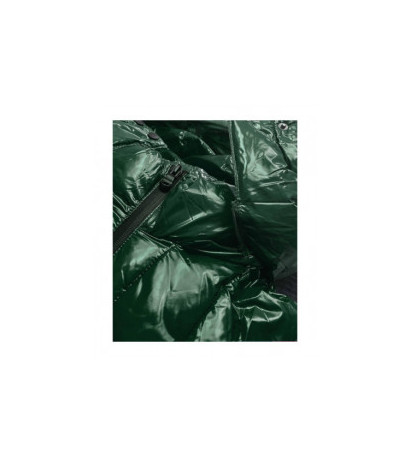 GLOSSY QUILTED DARK GREEN JACKET (7697) striukė
