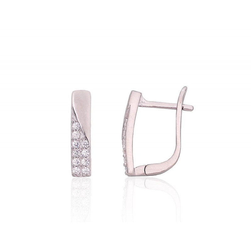 'Inglise' sulguriga hõbekõrverõngad 2204197(PRh-Gr)_CZ, Hõbe 925°, roodium (kate), Tsirkonid