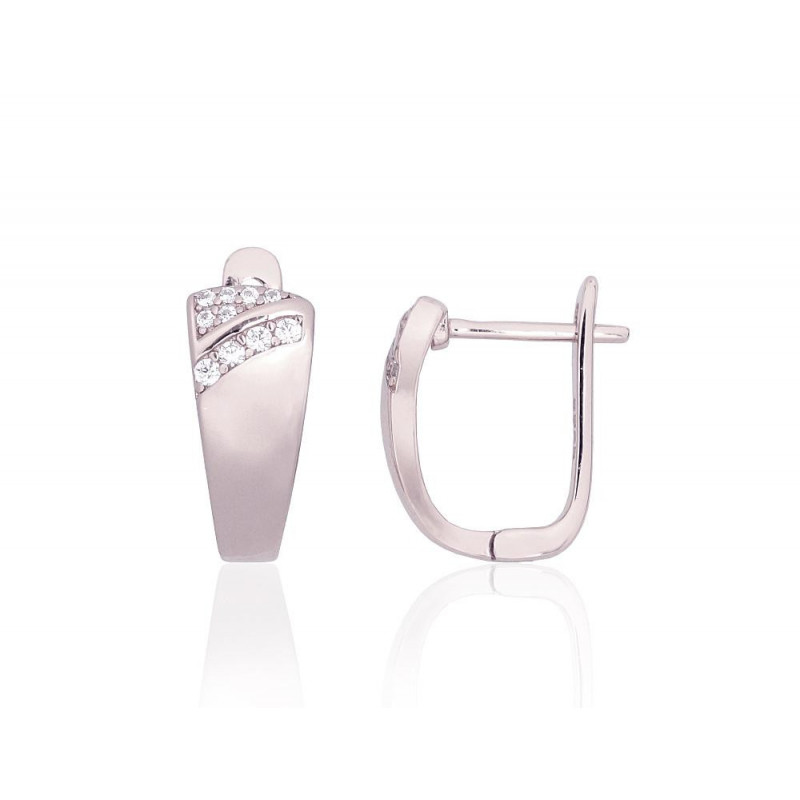 'Inglise' sulguriga hõbekõrverõngad 2204202(PRh-Gr)_CZ, Hõbe 925°, roodium (kate), Tsirkonid