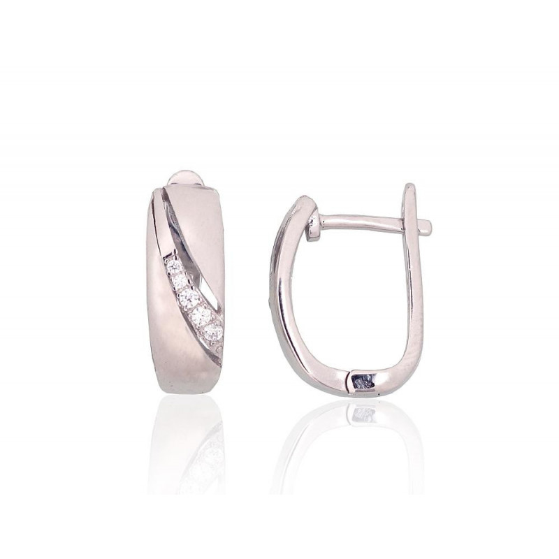 'Inglise' sulguriga hõbekõrverõngad 2204204(PRh-Gr)_CZ, Hõbe 925°, roodium (kate), Tsirkonid