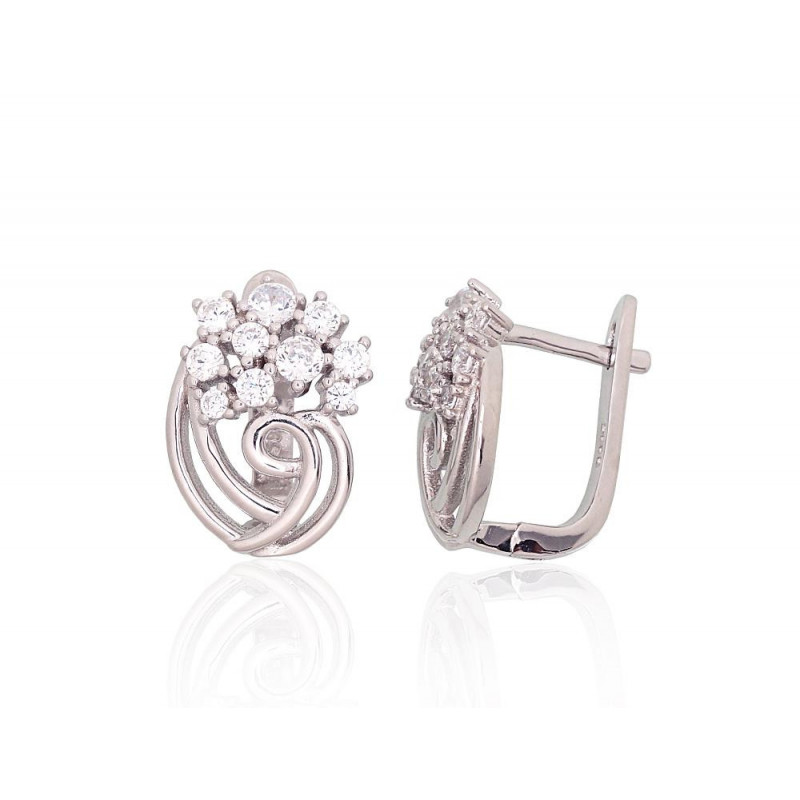 'Inglise' sulguriga hõbekõrverõngad 2204257(PRh-Gr)_CZ, Hõbe 925°, roodium (kate), Tsirkonid