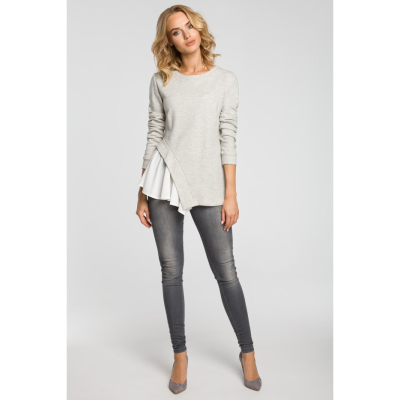 M333 Dwuwarstwowa asymetryczna bluzka - popielata