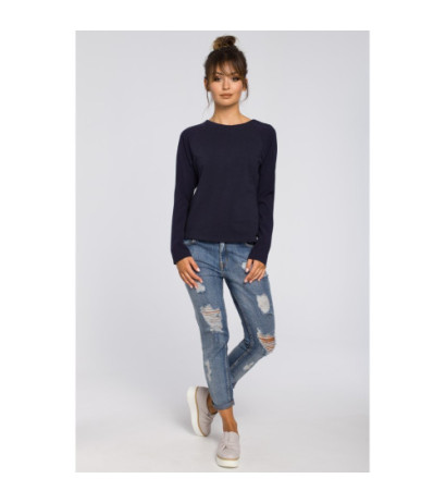 B047 Elegancka dzianinowa bluzka damska - granatowa