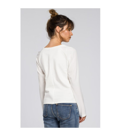 B047 Elegancka dzianinowa bluzka damska - ecru