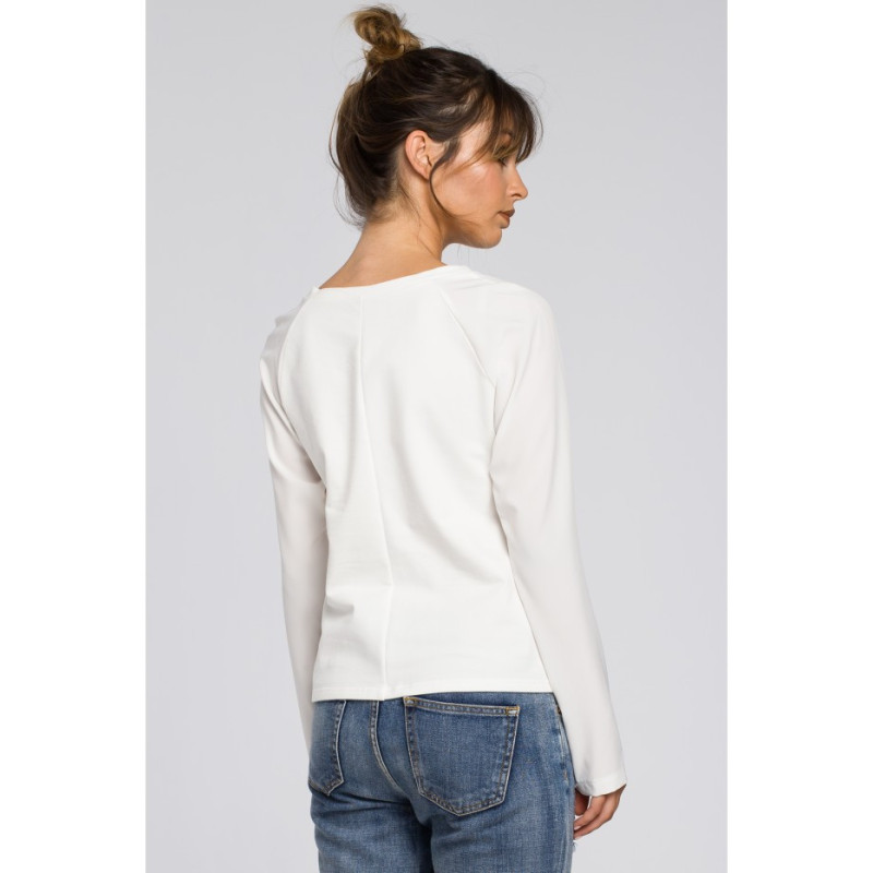 B047 Elegancka dzianinowa bluzka damska - ecru