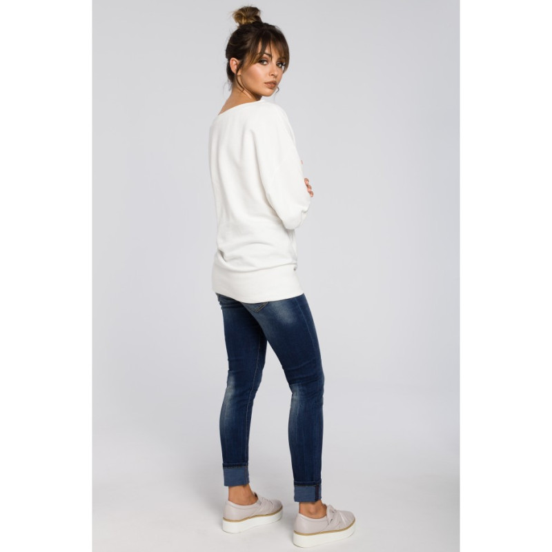 B048 Bluza oversize z rękawami kimono - ecru