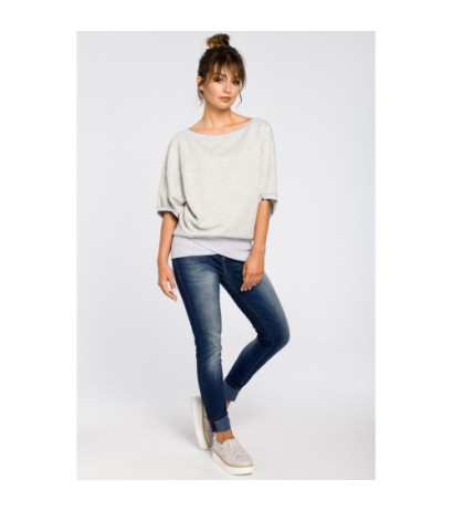 B048 Bluza oversize z rękawami kimono - popielata