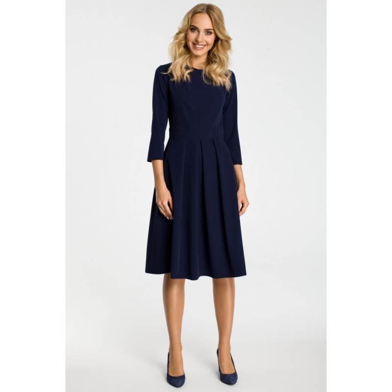 M335 Sukienka z kontrafałdami na przodzie - granatowa