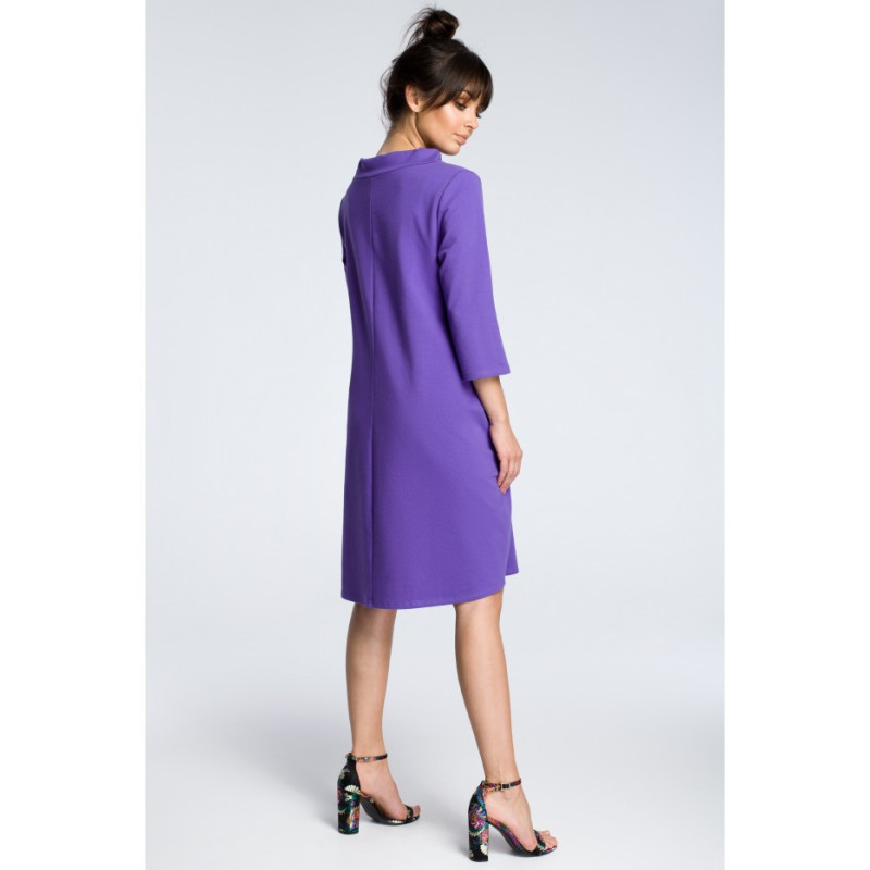 B070 Dresowa sukienka z wiązaniem pod szyją - fioletowa