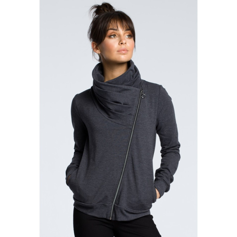 B071 Bluza z ukośnym zamkiem - grafitowa