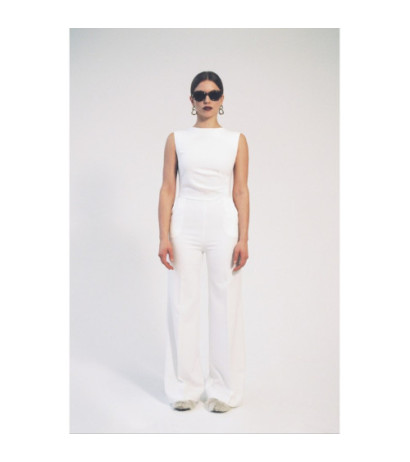 S115 Kombinezon z szerokimi nogawkami - ecru