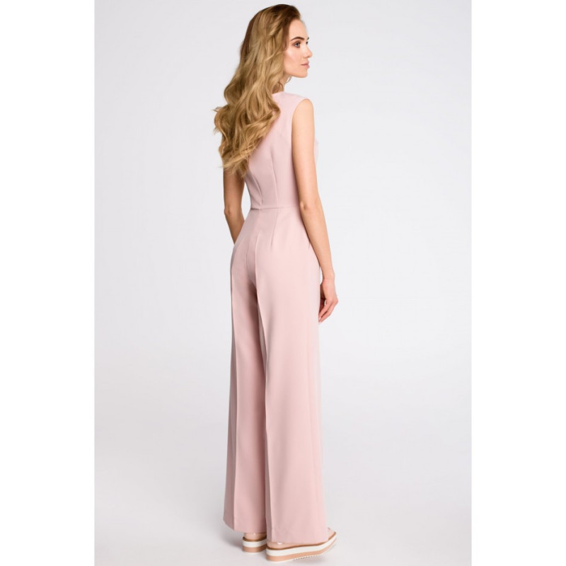 S115 Kombinezon z szerokimi nogawkami - pudrowy