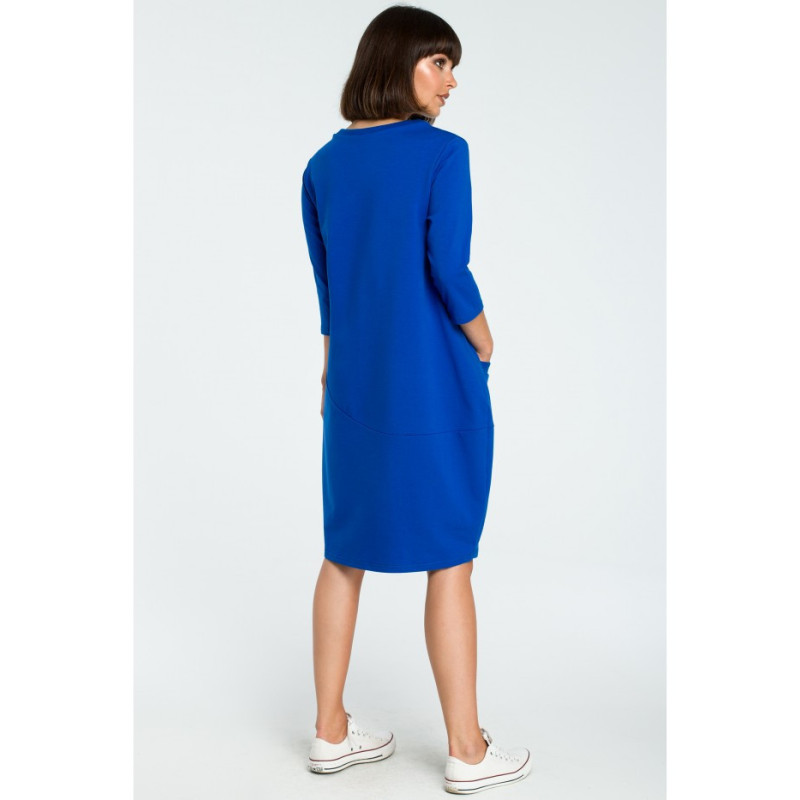 B083 Kobieca sukienka bombka - chabrowa