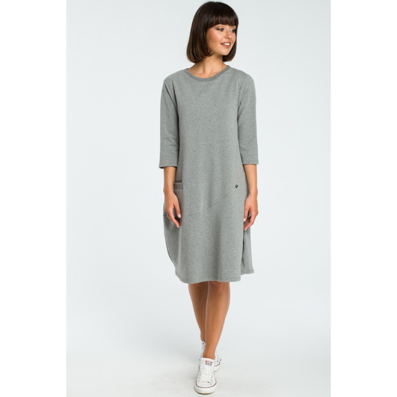 B083 Kobieca sukienka bombka - szara