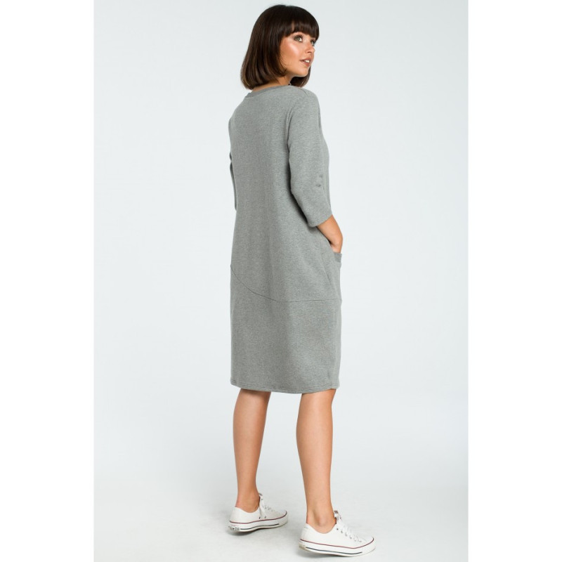 B083 Kobieca sukienka bombka - szara