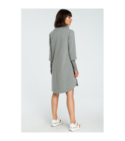 B089 Sukienka z golfem i ściągaczem - szara