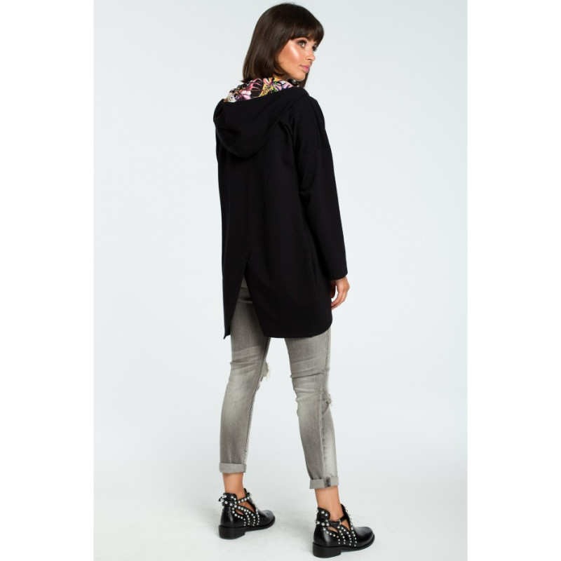 B091 Zasuwana bluza z kapturem - czarna