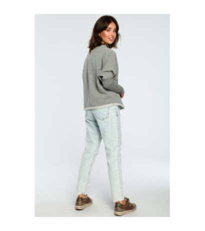 B094 Bluza z dekoltem z tyłu - szara