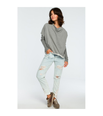 B094 Bluza z dekoltem z tyłu - szara