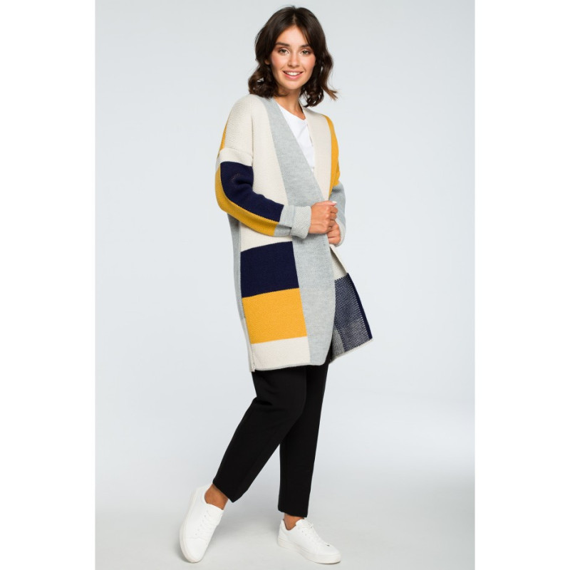BK011 Niezapinany kolorowy kardigan - model 2