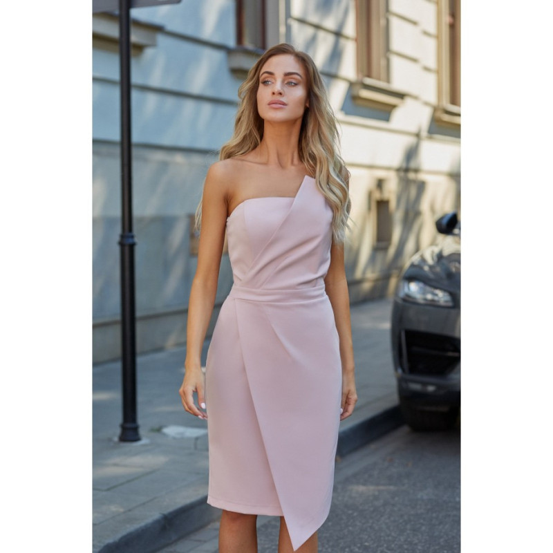 M409 Sukienka gorsetowa - pudrowa