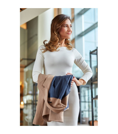 S154 Krótki stylowy zapinany żakiet - beżowy