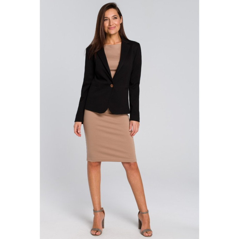 S154 Krótki stylowy zapinany żakiet - czarny