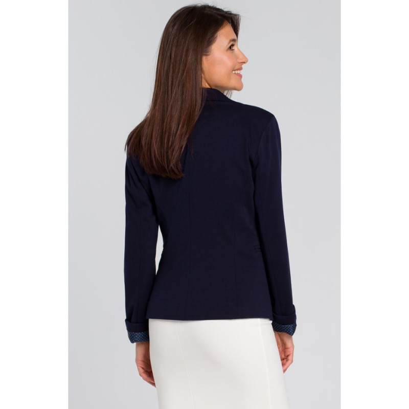 S154 Krótki stylowy zapinany żakiet - granatowy