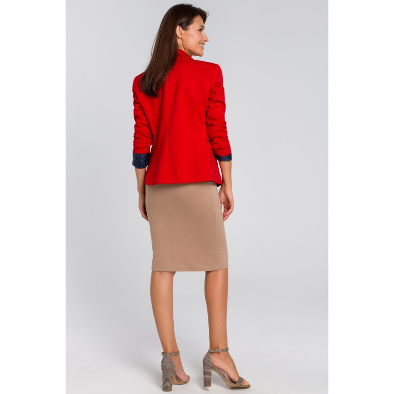 S154 Krótki stylowy zapinany żakiet - czerwony