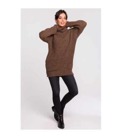 BK030 Długi sweter z golfem - karmelowy