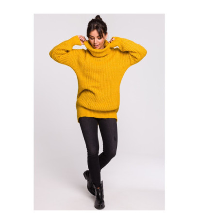 BK030 Długi sweter z golfem - miodowy