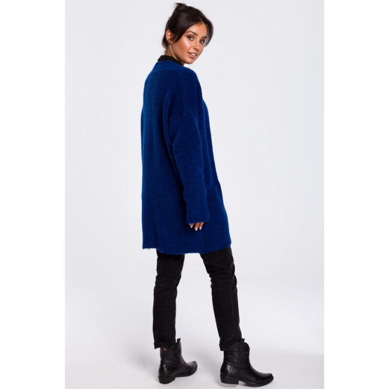 BK034 Kardigan gładki z kieszeniami - szafirowy