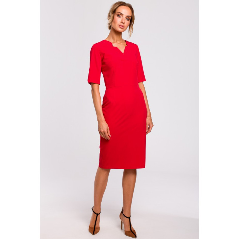 M455 Sukienka z dekoltem V - czerwona