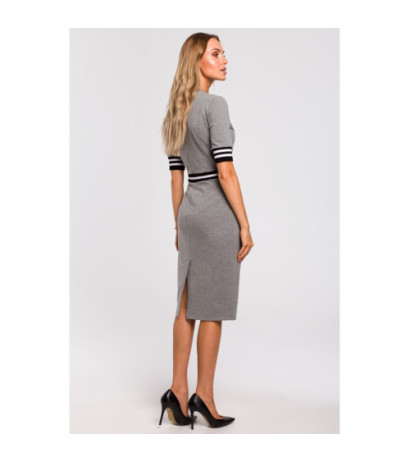 M461 Sukienka ze wstawkami ze ściągacza - szara