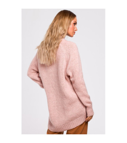 M468 Asymetryczny sweter z półgolfem - pudrowy