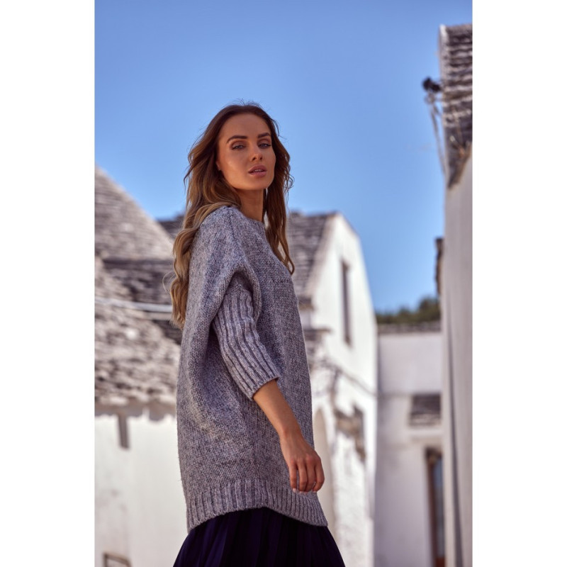 M470 Ciepły sweter z półgolfem - szary