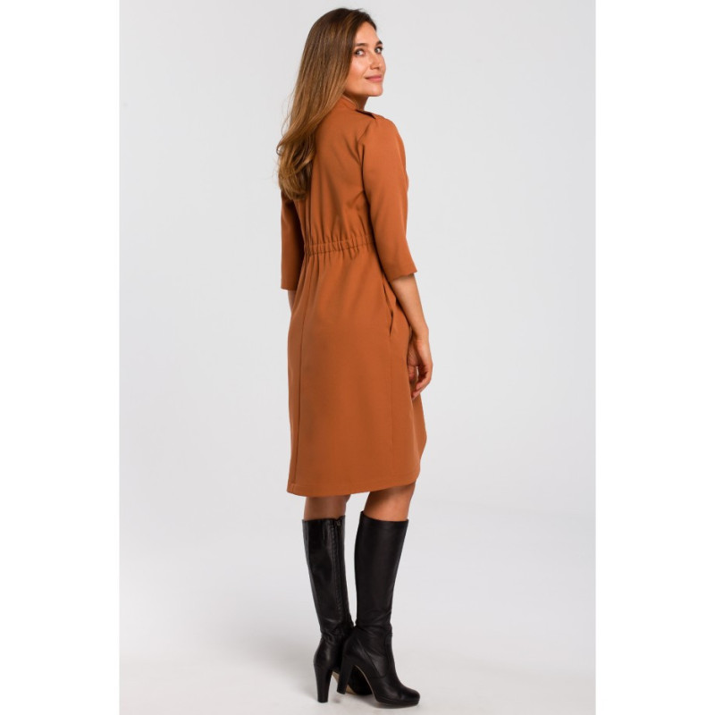 S189 Sukienka żakietowa z gumką - ruda