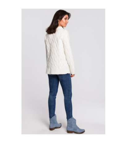 BK038 Sweter ze splotem typu warkocz - ecru