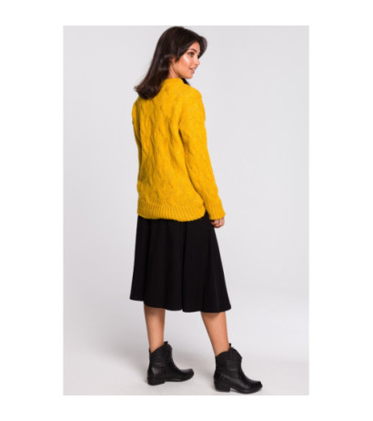 BK038 Sweter ze splotem typu warkocz - miodowy