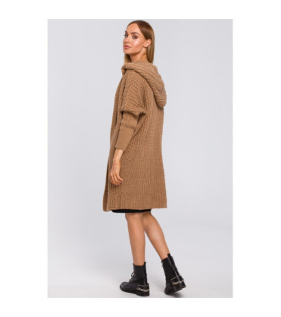 M475 Kardigan oversize z kapturem - kamelowy